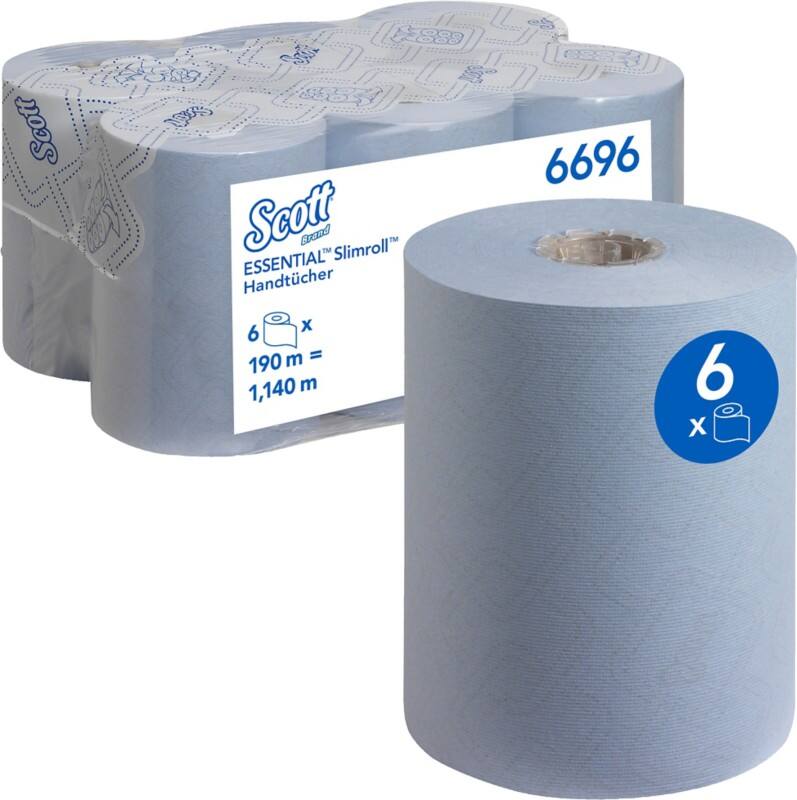 Essuie-mains Scott Essential Slimroll Rouleau Bleu 1 épaisseur 6696 6 Rouleaux de 190 m