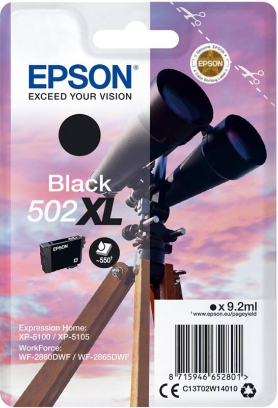 Epson 502XL Original Tintenpatrone C13T02W14010 Schwarz