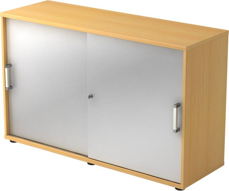 Hammerbacher Schiebetürenschrank Spanplatte 1 Fachboden abschließbar 1.200 x 400 x 748 mm Buche Braun, Silber