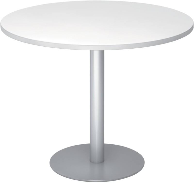 Hammerbacher Säulentisch Silber, Weiß Melaminharzbeschichtete Spanplatte STF10 1.000 x 745 mm