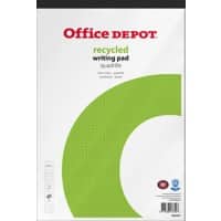 Office Depot Notizblock DIN A4+ Kariert Geleimt Papier Grau Nicht gelocht Recycelt 100 Seiten 50 Blatt