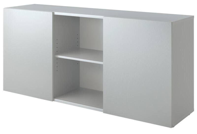 Hammerbacher Schiebetürenschrank 1780/5/S Melaminharzbeschichtete Spanplatten, Kunststoff Ja 1.600 x 420 x 748 mm Grau, Silber